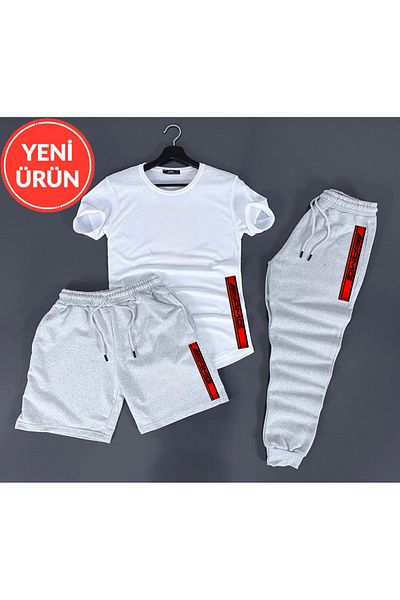 NEW TRENDY COLLECTİON New Season 3 τεμάχια κοστούμι αθλητική φόρμα - σορτς - μπλουζάκι Σετ αθλητικής φόρμας με σορτς