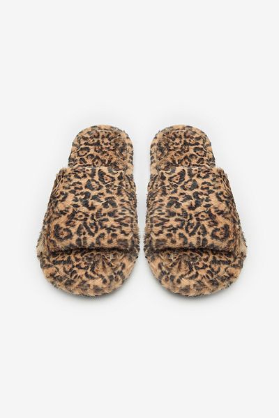 Penti Leopard Flauschige Beige Hausschuhe
