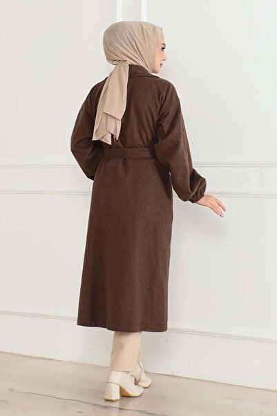 SGS Καφέ Παλτό Κασέ - διπλό πέτο Κολάρο