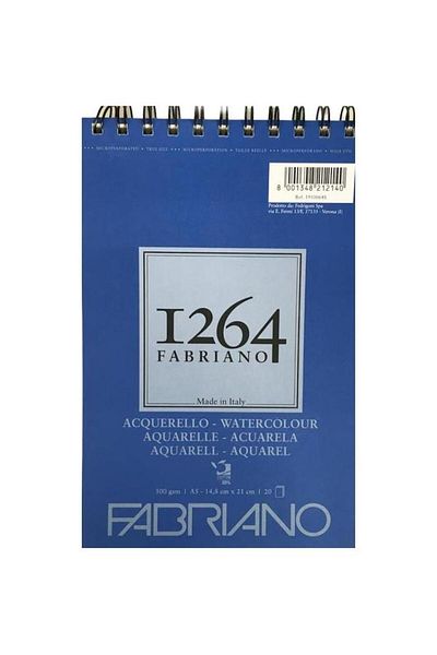 Fabriano 1264 Watercolor 300 gr A5 20 Sheets Spiral Drawing Notebook