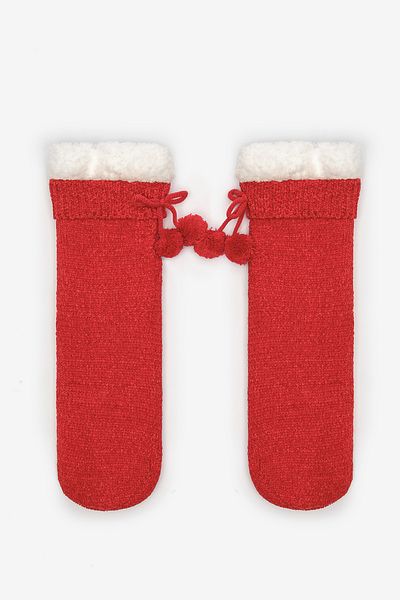 Penti New York Velvet Velvet Pompom Rote Socken