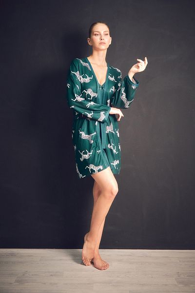 Fulla Moda Set cămașă de noapte cu bretele cu model zebră
