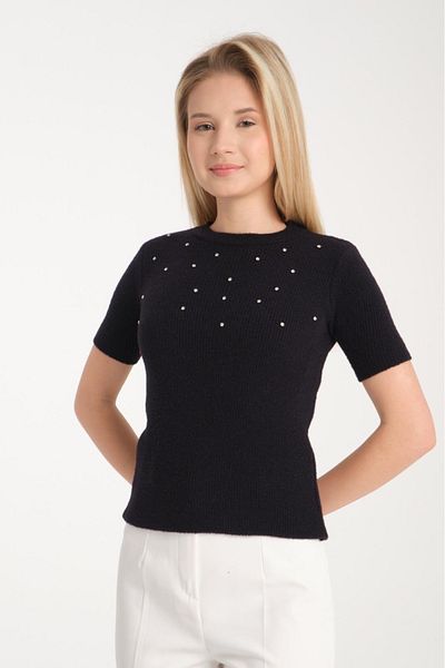 Su Moda Pulover de tricotaj pentru femei de Anul Nou - decolteu, detaliu de piatră, lycra