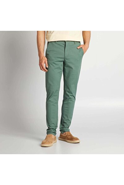 KIABI بنطال تشينو ضيق مطاطي - L32 أخضر