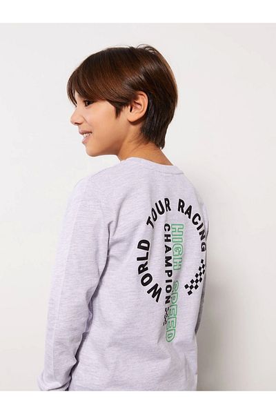 LC Waikiki Lcw Kids Gray Crew Neck Printed Long Sleeve Boys Sweatshirt and Sweatpants