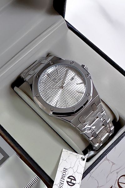 Homies Men's Silver Color Wrist Watch and Bracelet - Special Box, Steel Band, Gift Bracelet Hme2060C1