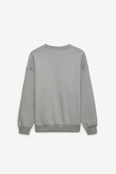 GRIMELANGE LEONIT Herren-Sweatshirt mit bedrucktem 3-fädigem Raster, Rundhalsausschnitt und langen Ärmeln in Grau