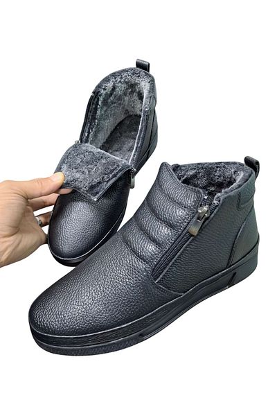 capel hor-se Ανδρικά μποτάκια Dad Komfort Sheepskin ανάγλυφα μαύρα