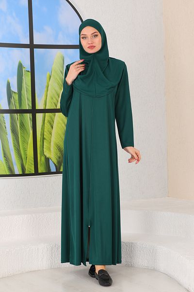ASLINUR GİYİM Φόρεμα προσευχής με φερμουάρ Emerald Green