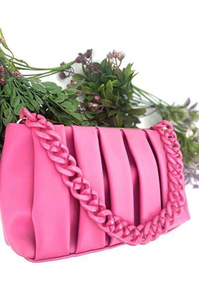 Seniorah Fuchsia Patterned Women's Bag with Strap and Shoulder Chain