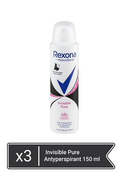 Rexona Invisible Pure Antyperspirant 150 ml  x 3 pieces
