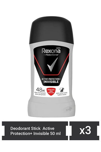Rexona Men Motionsense Deodorant Stick - Active Protection+ Invisible - 50ml x 3 pieces