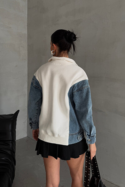 Ortaya Çık Φούτερ με φερμουάρ με λεπτομέρεια τζιν