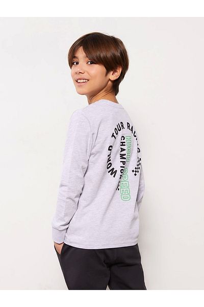 LC Waikiki Lcw Kids Gray Crew Neck Printed Long Sleeve Boys Sweatshirt and Sweatpants