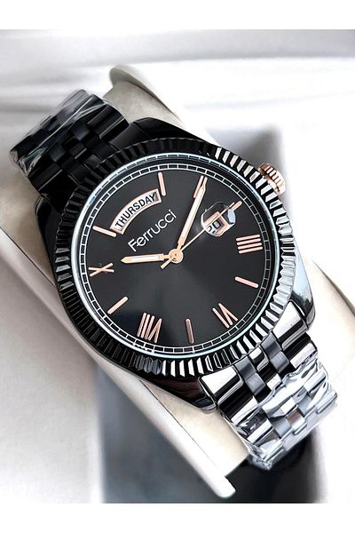 Ferrucci Inner Functions Active Calendar and Day 30m Water Resistant Steel Band Men's Wristwatch Efc.1
