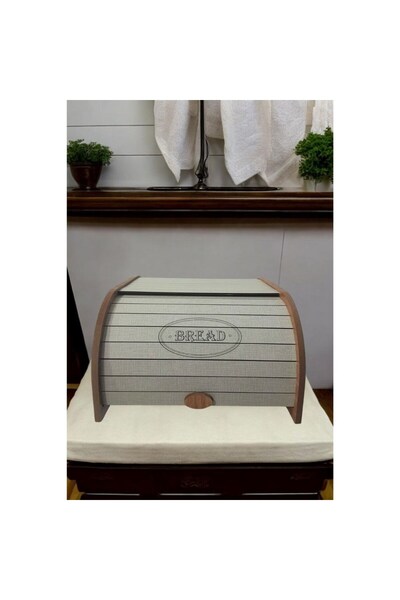 sizinsepetiniz وعاء خبز خشبي منقوش بغطاء منزلق