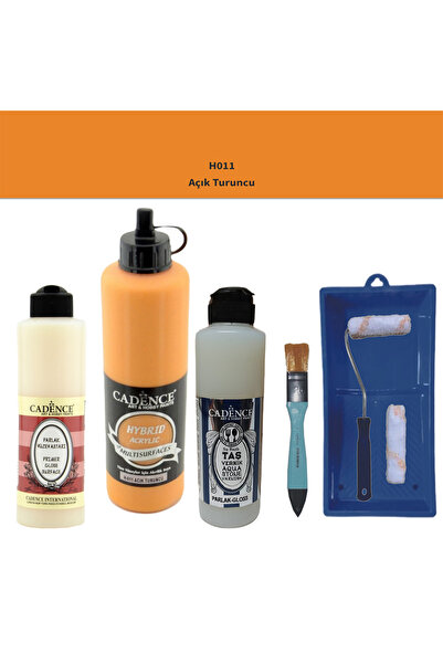 Cadence Banyo Mutfak Boyası-Cadence Multi H-011 Açık Turuncu 500Ml Pya250Ml Taş VernikParlak250Ml Saten Rulo