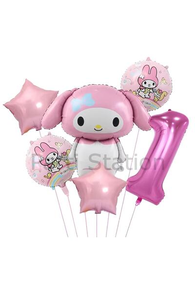 Parti Station Sanrio Kuromi MyMelody 1 Yaş Balon Set Anime Hello Kitty Kuromi...