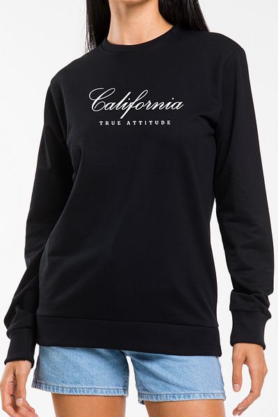 Superlife Дамски суитшърт с окъл деколте Superlife с класическа кройка и щампа California