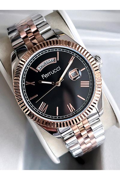 Ferrucci Inner Functions Active Calendar and Day 30m Water Resistant Steel Band Men's Wristwatch Efc.1