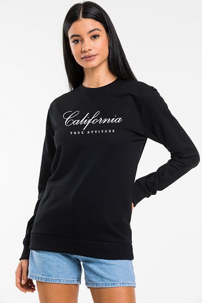 Superlife Дамски суитшърт с окъл деколте Superlife с класическа кройка и щампа California
