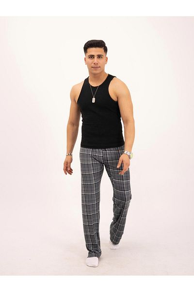 İng drop Πρωτοχρονιάτικο καρό Uisex Micro Cotton Sleepwear Bottom