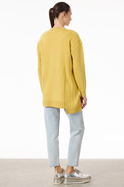 Tığ Triko Fermuar Detaylı Triko Tunik SARI