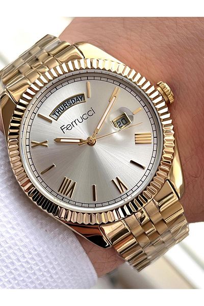 Ferrucci Inner Functions Active Calendar and Day 30m Water Resistant Steel Band Men's Wristwatch Efc.1