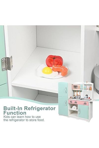 ALBADER Kids Kitchen Playset, Children Play Kitchen for Toddler With accessories, Wooden Kitchen Toy