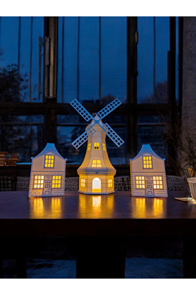 Windmill And 2 Married 3-Piece Set With Decorative Light Tealight Home Candle Holder Home Decor Christmas Ornaments