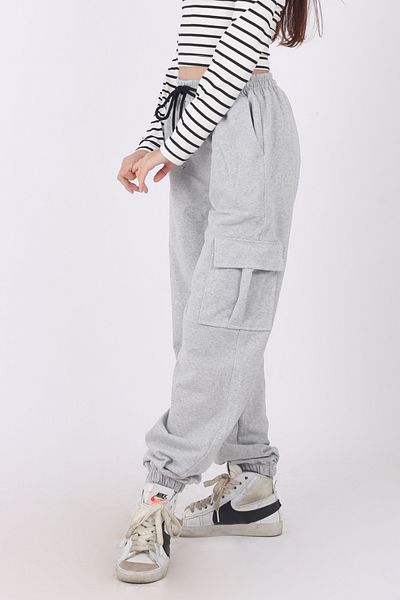han elegant Pantaloni de trening unisex pentru copii cu buzunare cargo