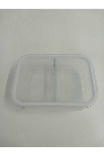 LAV Feyzade 1120Cc White Lids Rectangle - Glass Lock Storage Container 1 Piece (Frs-297)