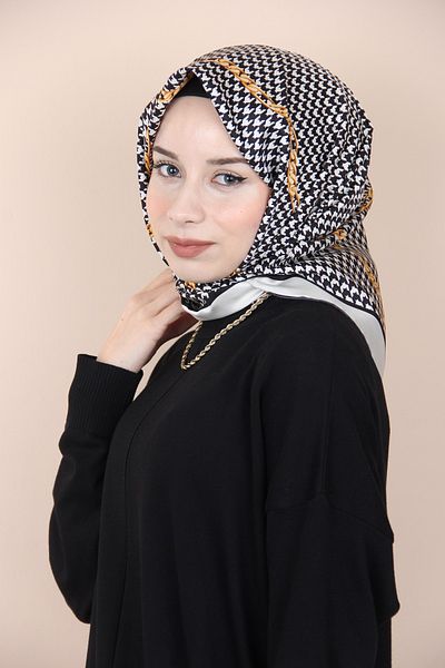 PAPLİO FERRE Λευκό μεταξωτό μαντίλι Pablio Ferre Houndstooth Twill