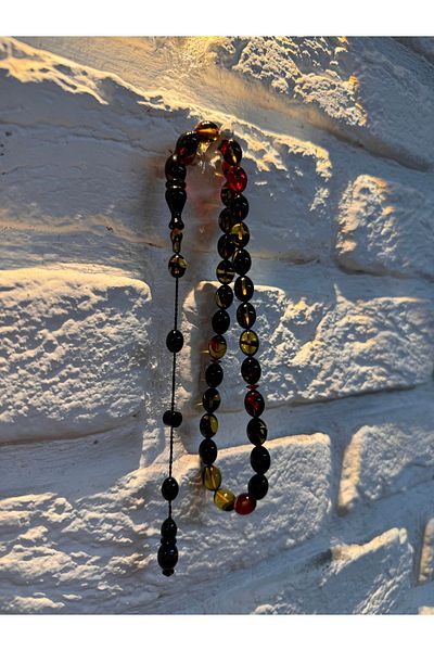 ARURTAKI Men's Gift 33-Piece Double Color System Clamping Amber Rosary