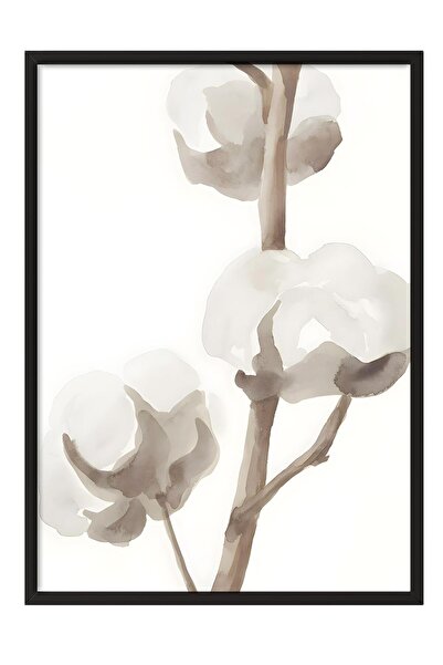 Postifull Tablou cu ramă neagră, set de postere și rame, Aquarelle Cotton Flo...