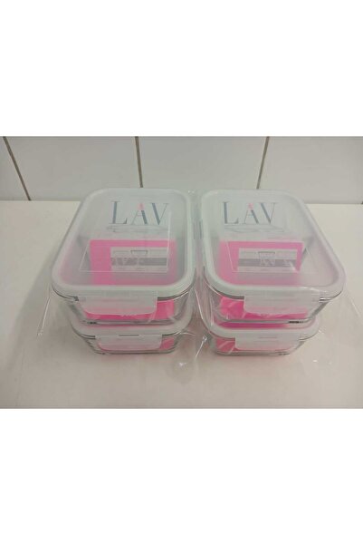 LAV FEYZADE Fresco BÖLMELİ Cam Kilitli Saklama Kabı 4'lü Set 1120cc BEYAZ KAP...