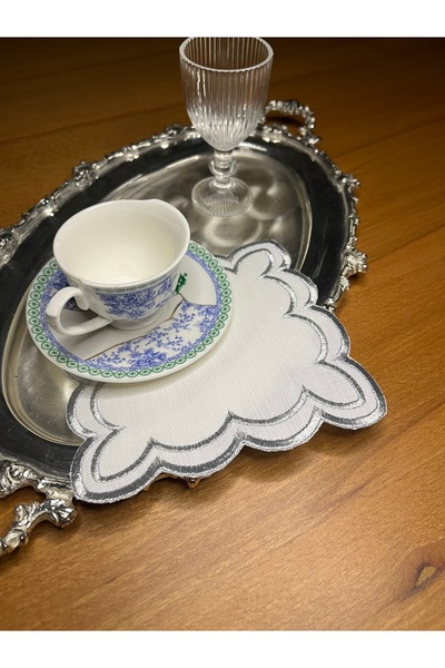 Smiling Home 6 τεμάχια λινό ασημί χρώμα Διπλό κυματιστό σύννεφο με μοτίβο κοκτέιλ παρουσίασης