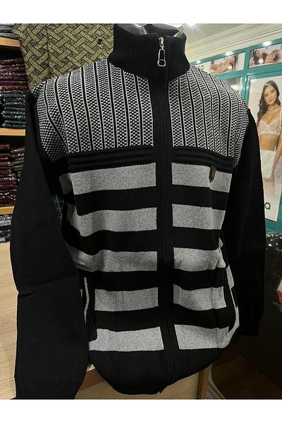 TCR Men's Knitwear Zippered Pocket Patterned Cardigan