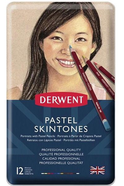 Derwent Pastel Pencil Skıntones Metal Box of 12 (Includes Colors of Skin)