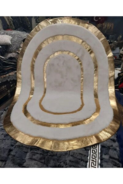Dericibey Gold Varaklı Krem Renk Oval Peluş Halı & Paspas