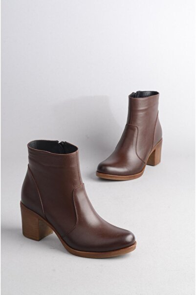 SEÇ KUNDURA SEÇ 707 ΓΥΝΑΙΚΕΙΑ ΜΠΟΤΑΚΙΑ ΜΕ ΓΝΗΣΙΟ ΔΕΡΜΑ ΤΑΚΟΥΝΑ (Ύψος τακουνιού: 6 cm) ΚΑΦΕ