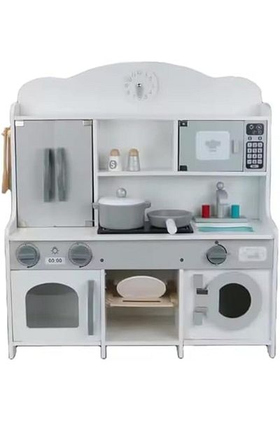 ALBADER Wooden Kitchen Set Toy, Kitchen for Kids WIth Oven, Kids Kitchen Playset With Cook Food