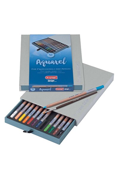 Bruynzeel - Sakura مجموعة أقلام تلوين مائية جافة من Bruynzeel - 12 لونًا (صندوق فاخر من سلسلة الألوان المائية)