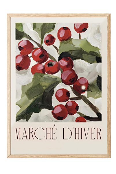 Postifull Ahşap Çerçeveli Tablo, Yılbaşı Poster, Yılbaşı Dekoru,Marché D'Hive...