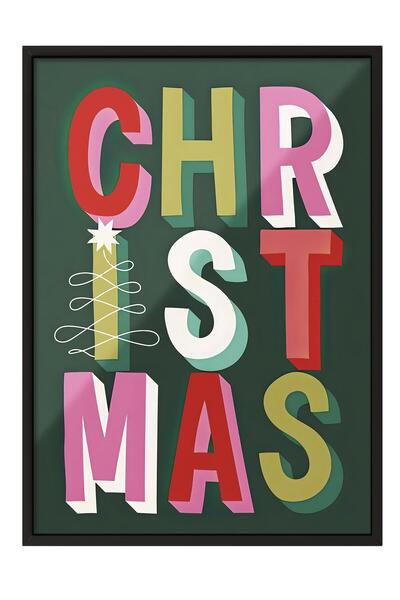 Postifull Black Framed Painting, New Year Poster, New Year Decoration, Bold Christmas Comfort Series No:108663