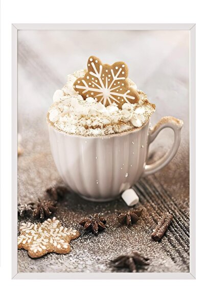 Postifull Tablou cu rama alba, poster de Anul Nou, decor de Anul Nou, Creamy ...