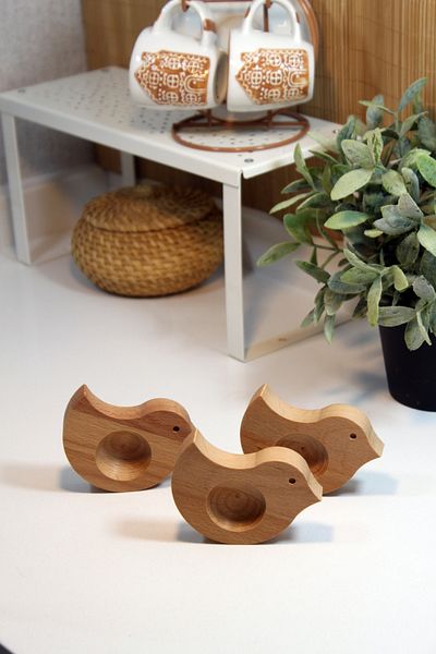 Teknofors Set of 3 Wooden Chick Egg Holder Tableware Presentation