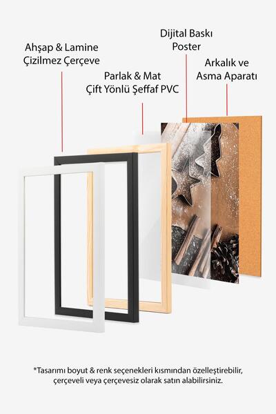 Postifull Siyah Çerçeveli Tablo, Çerçeveli Yılbaşı Poster, Yılbaşı Dekoru,Joyful Comfort Serisi NO:108645