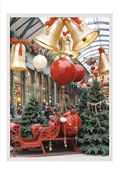 Postifull Tablou cu rama alba, poster de Anul Nou, decor de Anul Nou, seria Christmas Station Comfort NR:108634