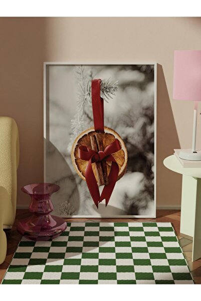 Postifull Tablou cu rama alba, poster de Anul Nou, decor de Anul Nou, seria Christmas Orange Comfort NR:108670